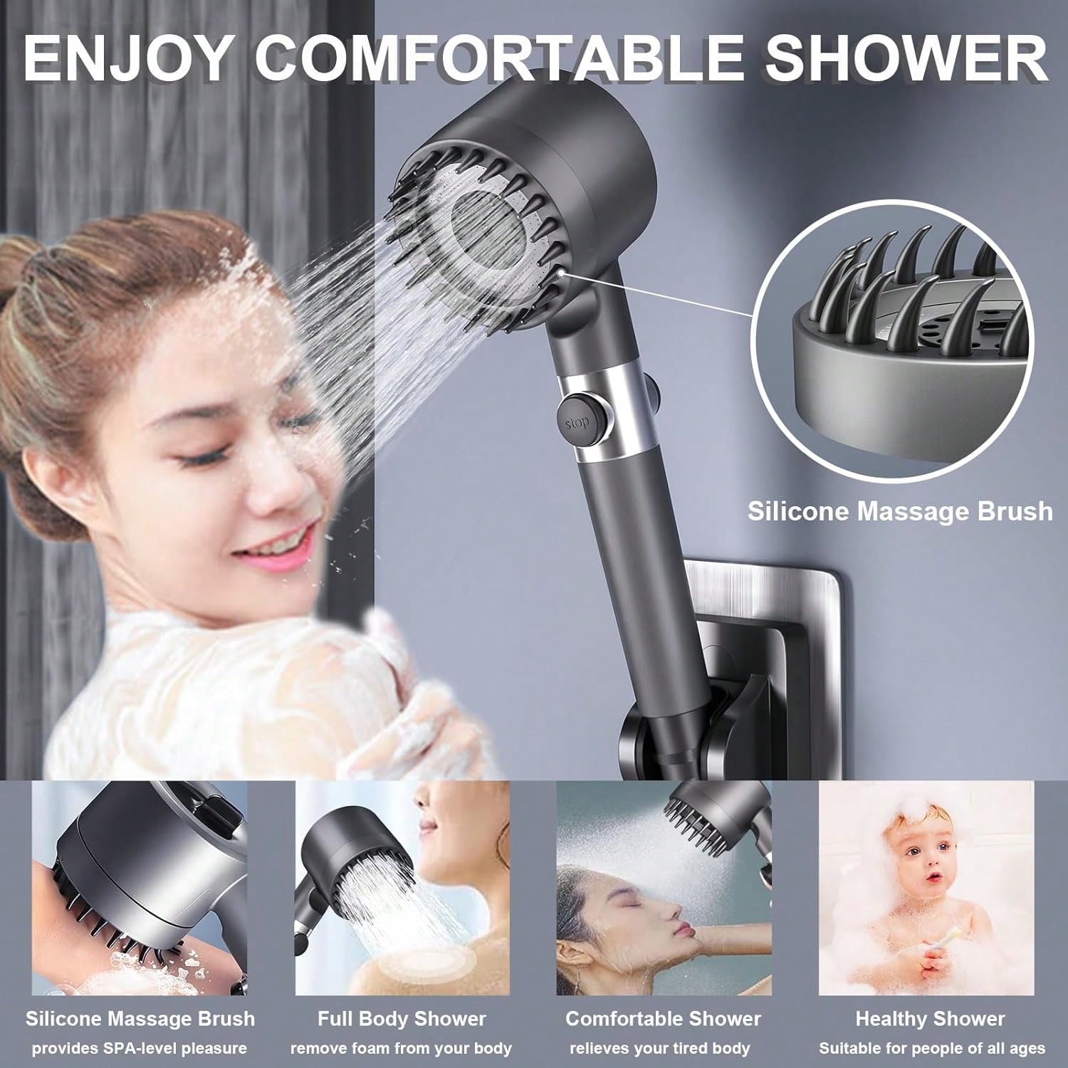 고압 핸드헬드 샤워 헤드, 5개 필터, 3단계 조절 기 - High Pressure Shower Head Handheld 리뷰 및 가격