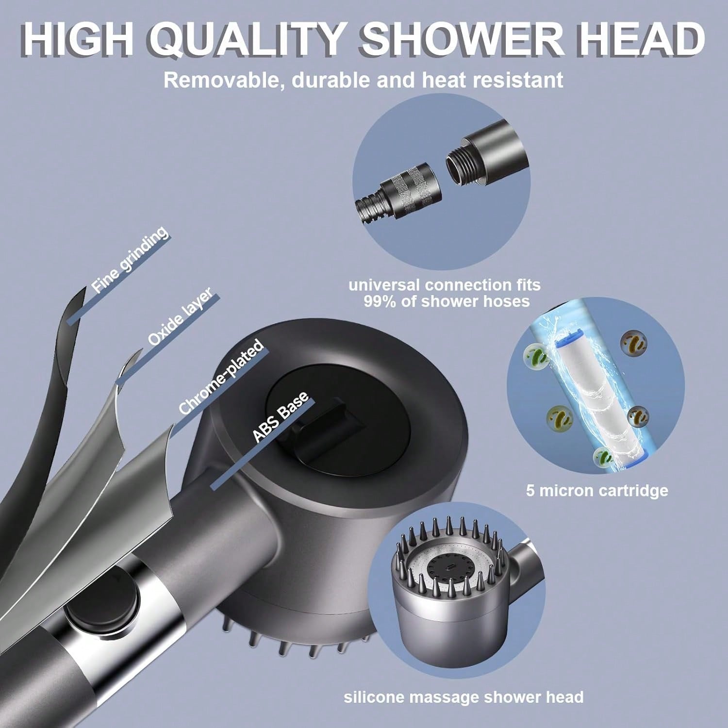 고압 핸드헬드 샤워 헤드, 5개 필터, 3단계 조절 기 - High Pressure Shower Head Handheld 리뷰 및 가격