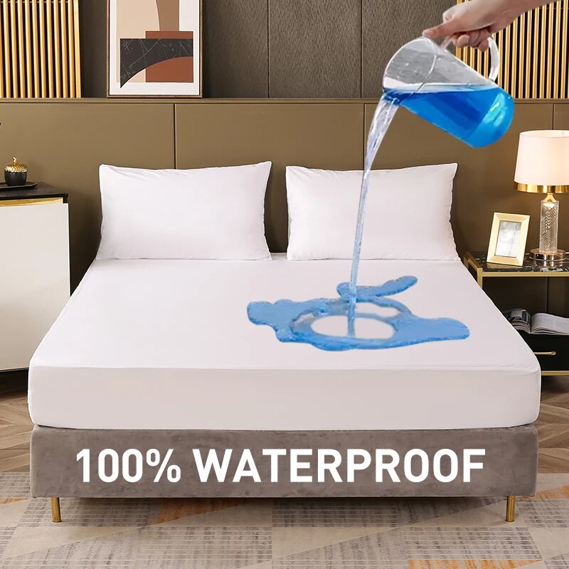 방수 장착 시트 침구 커버 침대 천으로 솔리드 컬러 매 - Waterproof Mattress Protector Breathable 리뷰 및 가격