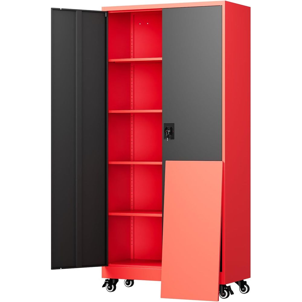 금속 차고 보관 캐비닛(잠금장치 및 조절 가능한 선반  - Storage & Organization 리뷰 및 가격