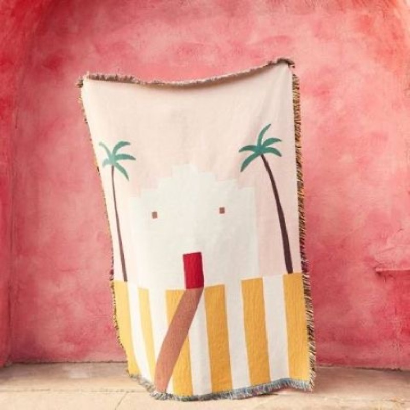 섬유 도시 기능 작은 해변 집 패턴 담요 귀여운 다채로 - Boho Throw Blanket Fringe 리뷰 및 가격